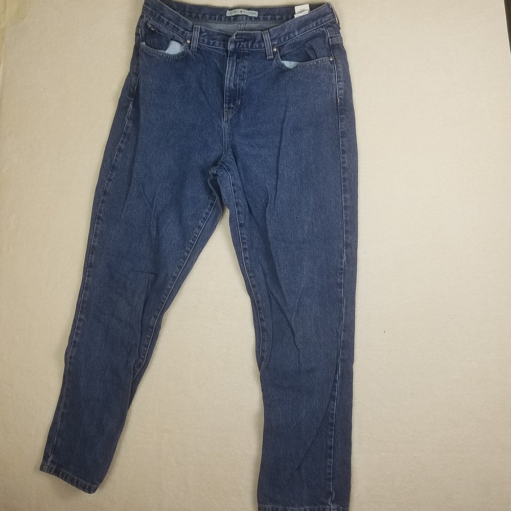 Tommy Hilfiger Straight Leg Jeans Womens 12 Blue Excellent High Rise 100% Cotton